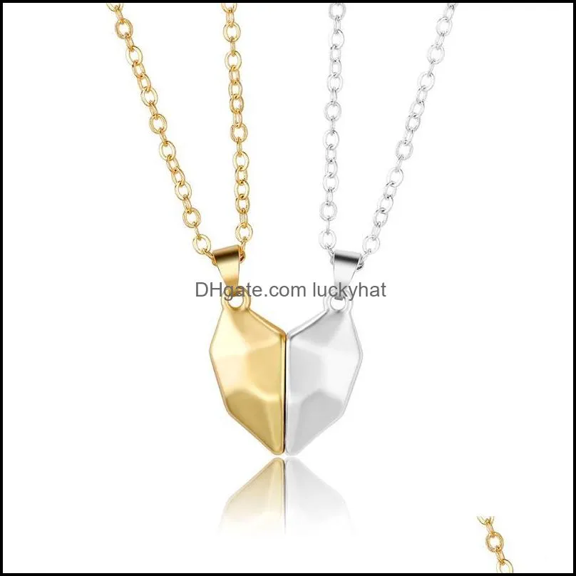 pendant necklaces pcs/set exquisite lovers necklace magnetic distance faceted heart jewelry charm decoration gift for girls boys m22