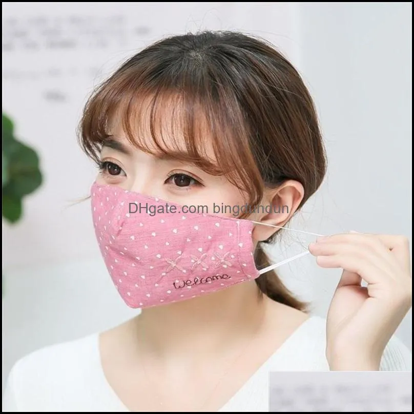 riding dust mask letter welcome dot prints windproof anti saliva splashing protective face mouth masks civil respirators mascherine 4ch