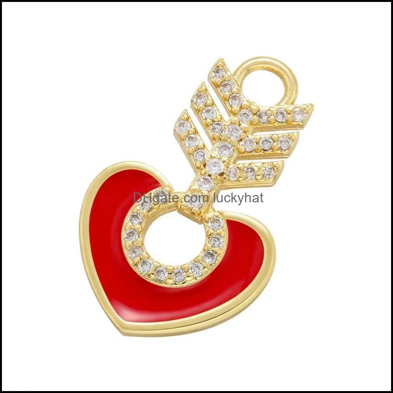 charms 2022 gold/silver color heart enamel crystal pendant diy handmade jewelry making accessories supplies wholesale vd894charms