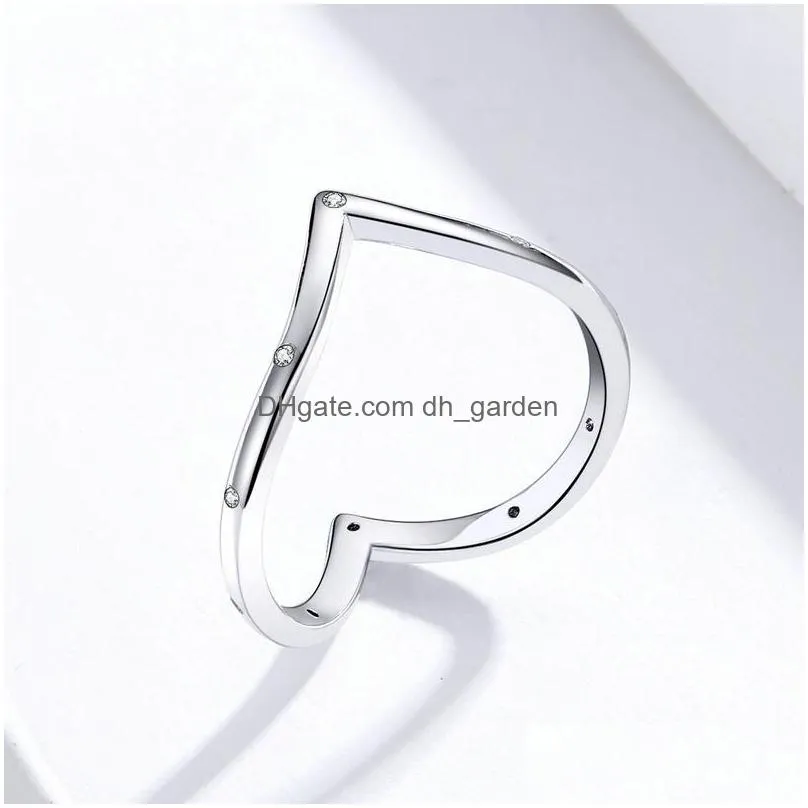 cluster rings anomokay 100 925 sterling silver heart for women white cz minimalist simple finger ring wedding engagement jewelry