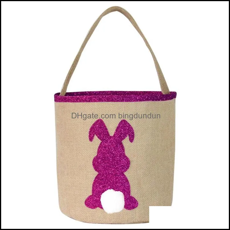 easter party jute rabbit basket purple blue yellow bunny tote bags kids candy egg favors baskets