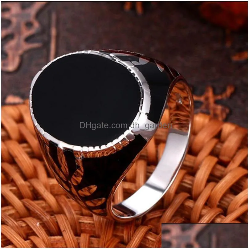 cluster rings bocai real solid s925 silver man ring simple black epoxy polished personalized middle eastern leaf pattern jewelry