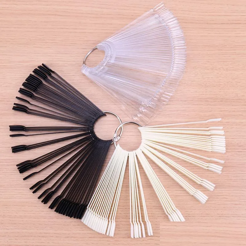 false nail tips color card practice display tools transparent white buckle ring manicure nail art tool 50pcs/1set