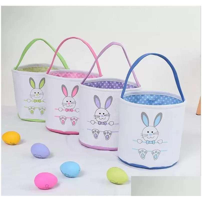 wholesale easter basket festive cute bunny ear bucket creative candy gift bag easters rabbit egg tote bags with rabbit tail 27 styles