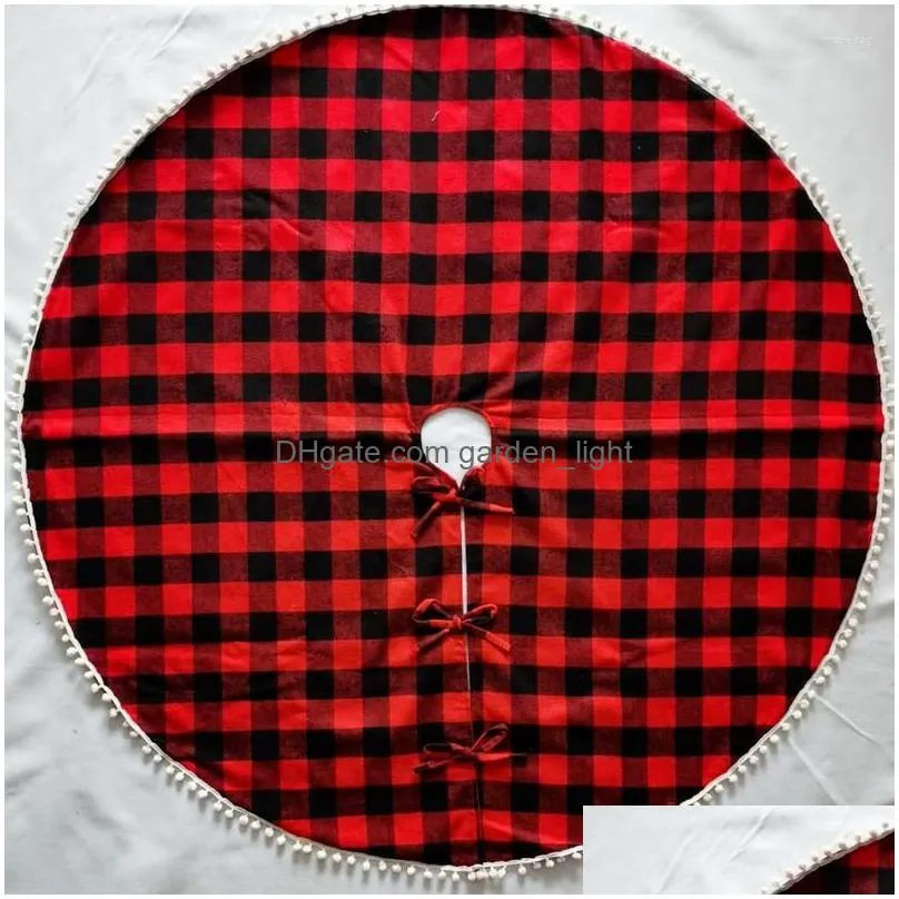 christmas decorations small tree bottom apron linen soft and non toxic dining table round indoor red black 122cm pompon edge