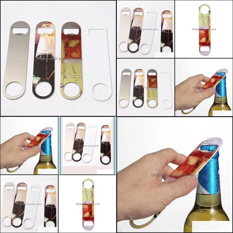 sublimaton manufacturers supply gifts heat transfer party favor printing diy long silver stainless steel metal bottle opener creative pattern