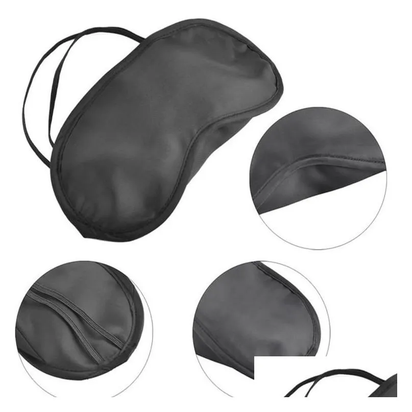 dhs black eye mask shade nap cover blindfold mask for sleeping travel soft polyester masks