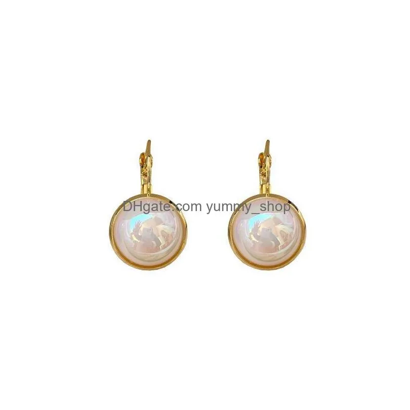 fashion jewelry colorful mermaid hime faux pearl earring niche design hoop ear clip earrings