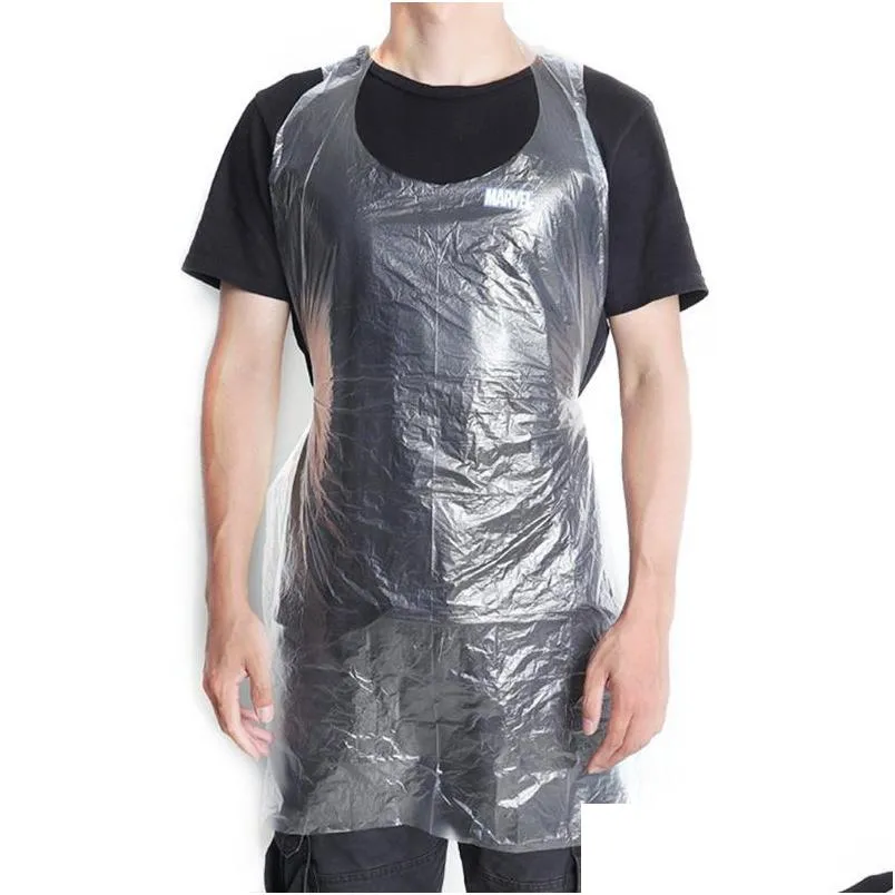 aprons 100pcs/set disposable waterproof oil proof antifouling pe plastic transparent apron