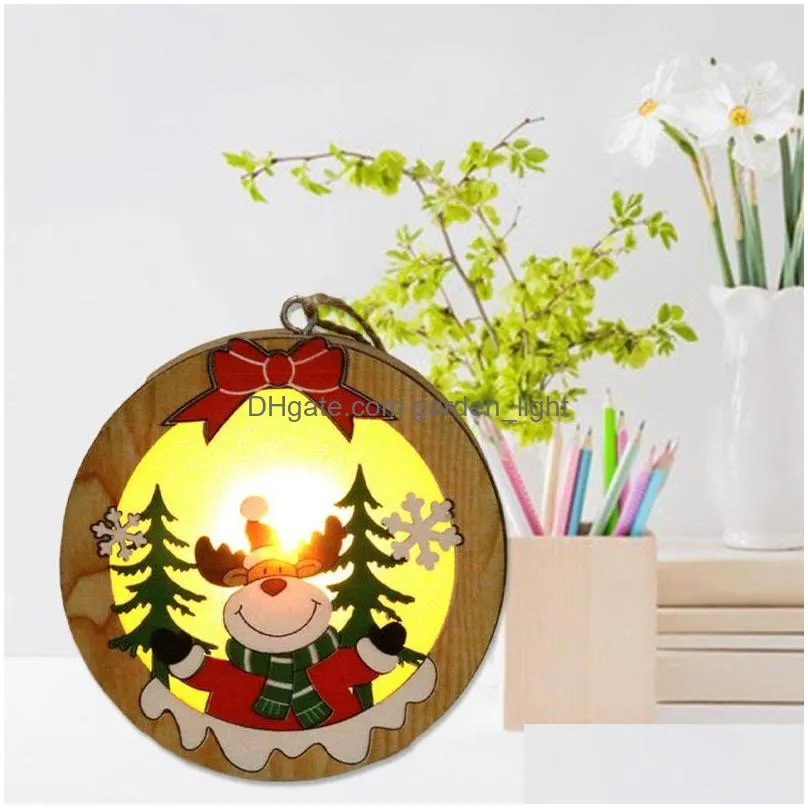 christmas decorations wooden tree ornament glowing hanging decor with light decoration small scene layout for party house holiday xmas