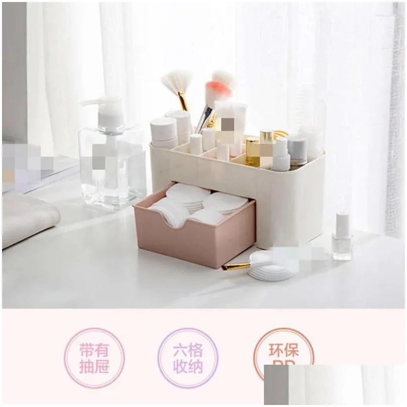 storage boxes case desktop container makeup organizers box cosmetic drawers double layer plastic jewelry display