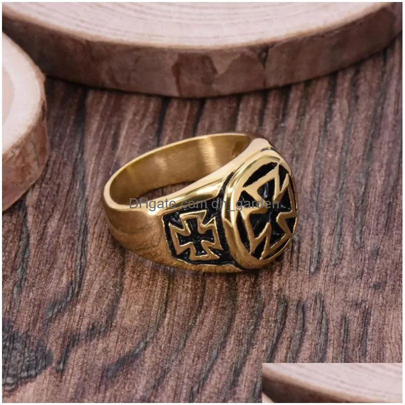 cluster rings creative design classic punk high quality metal templars knights cross ring men religious style rock biker jewelry gift