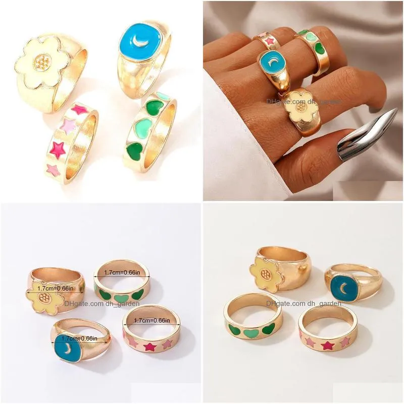 cluster rings 4pcs women finger vintage alloy elegant knuckle gifts for girls ladies joint fashion jewelry accessories