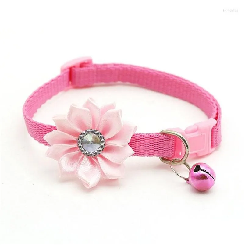 dog collars pet collar bell flower necklace for small puppy buckle cat supplies accessories