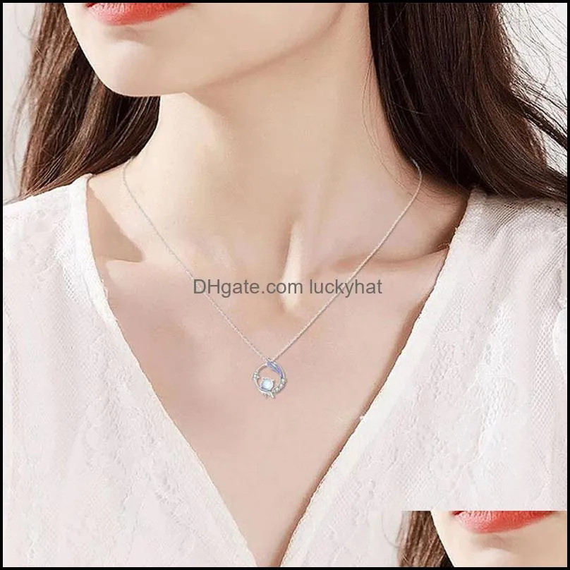 charms womens pendant necklaces collarbone chain necklace jewelry gift adjustable chinese style moonstone eig88charms