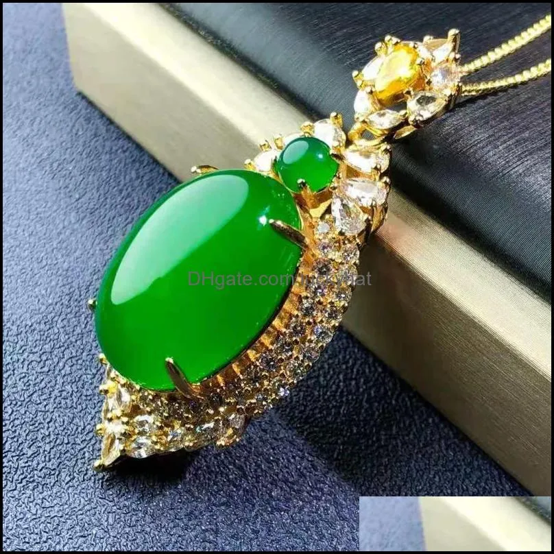 pendant necklaces like chalcedony necklace jade egg noodles platinum rose gold neck accessories female green livpendant