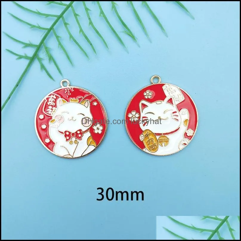 charms 10pcs alloy dripp oil charm cute lucky cat earring pendant for diy design bracelet keychain necklace jewelry accessories
