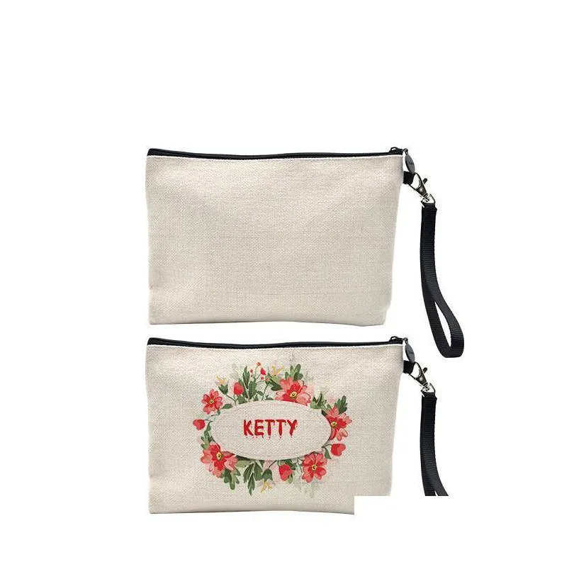 sublimation linen makeup bag favor diy blank coin purse pencil bags heat transfer coating storage gift in stock xu