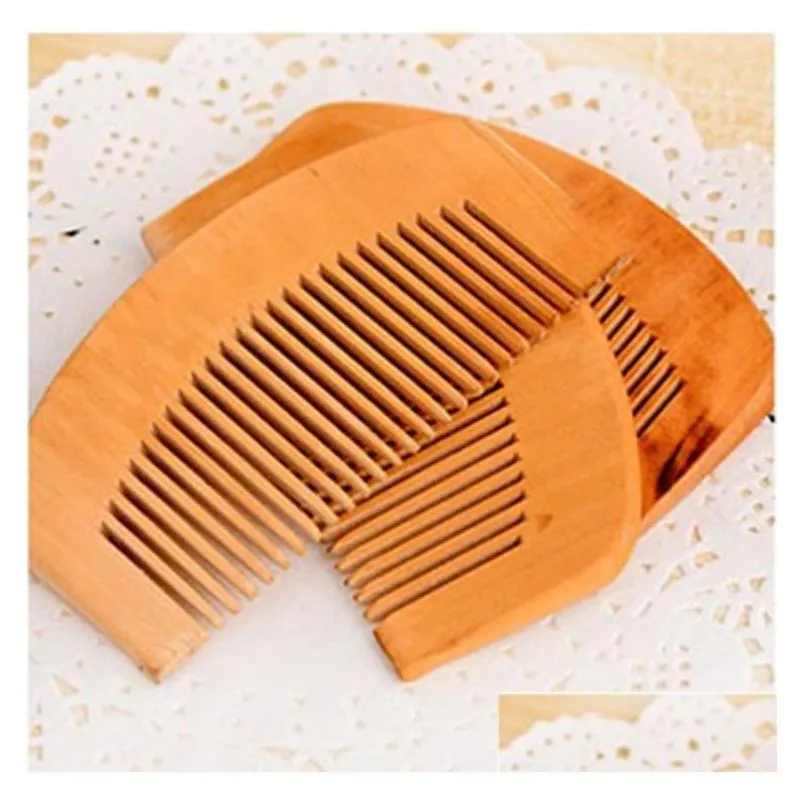  dhs wooden comb natural health peach wood antistatic health care beard comb pocket combs hairbrush massager hair styling tool