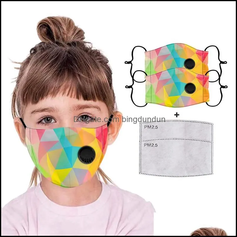 kids camouflage dustproof masks pm2.5 antidust antismog masks with breathable valve and 2 pcs pm2.5 filter