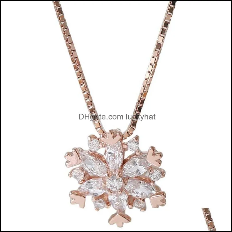 pendant necklaces snowflake necklace girls wedding fashion neck plated zinc alloy choker jewelry birthday christmas whitependant