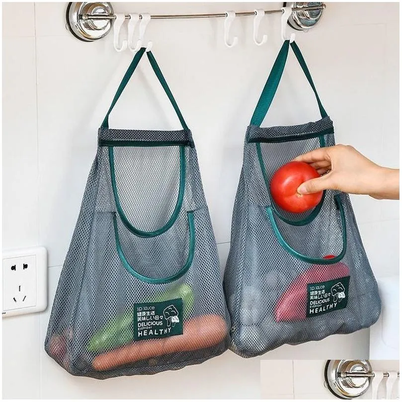 portable reusable grocery bags washable mesh fruit vegetable shopping mesh string hanging bag kitchen organizer handbag