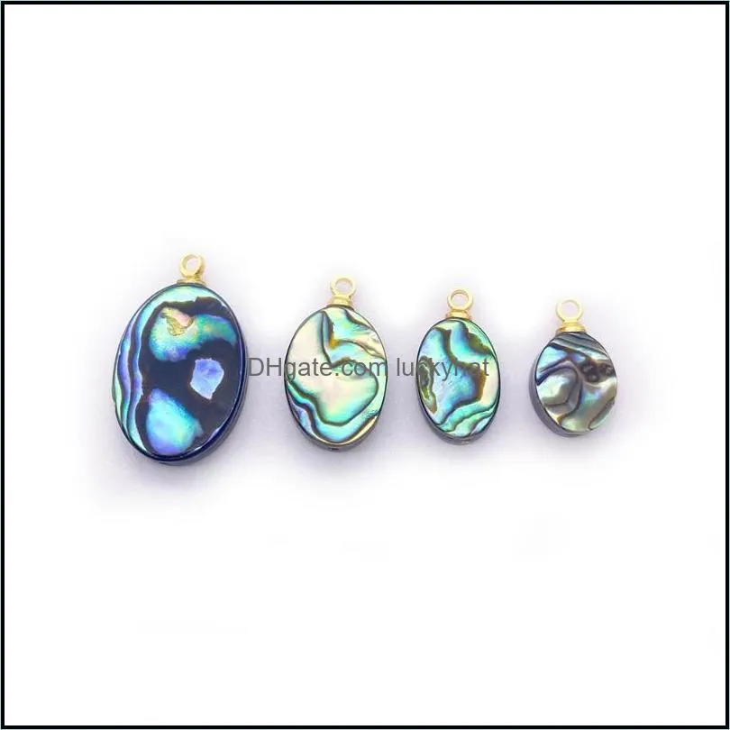 charms high quality natural colorfulwork shell abalone oval pendant ornament for jewelry making diy necklace accessorycharms