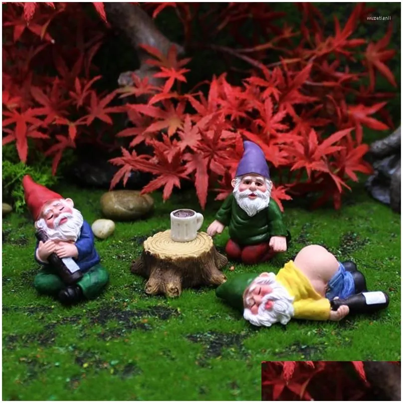 decorative figurines 5/6/9 pcs drunk gnomes dwarf drunken elf figurine resin art crafts ornaments garden patio yard lawn porch