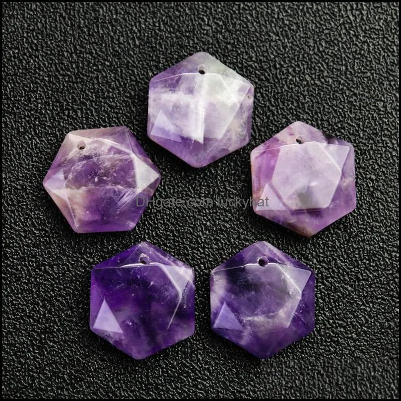 pendant necklaces natural gemstone hexagonal charm star of david crystal solomon metatron cube diy earring necklace jewelry