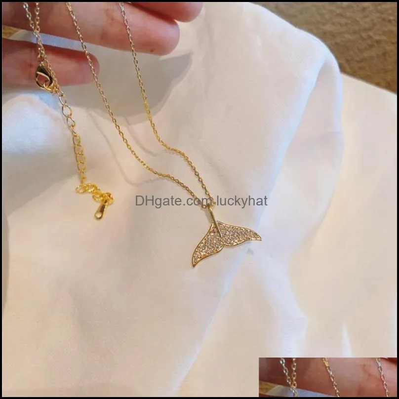 pendant necklaces creative simple mermaid tail zircon necklace for women couples korean fashion party jewelry make girl gift