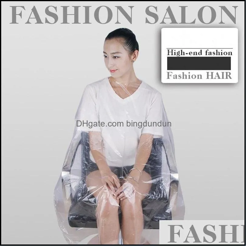 beauty salon dye hair disposable apron pe plastic clear anti sewage cut hair poncho protective hairdressing capes 50pcs 35ht e19
