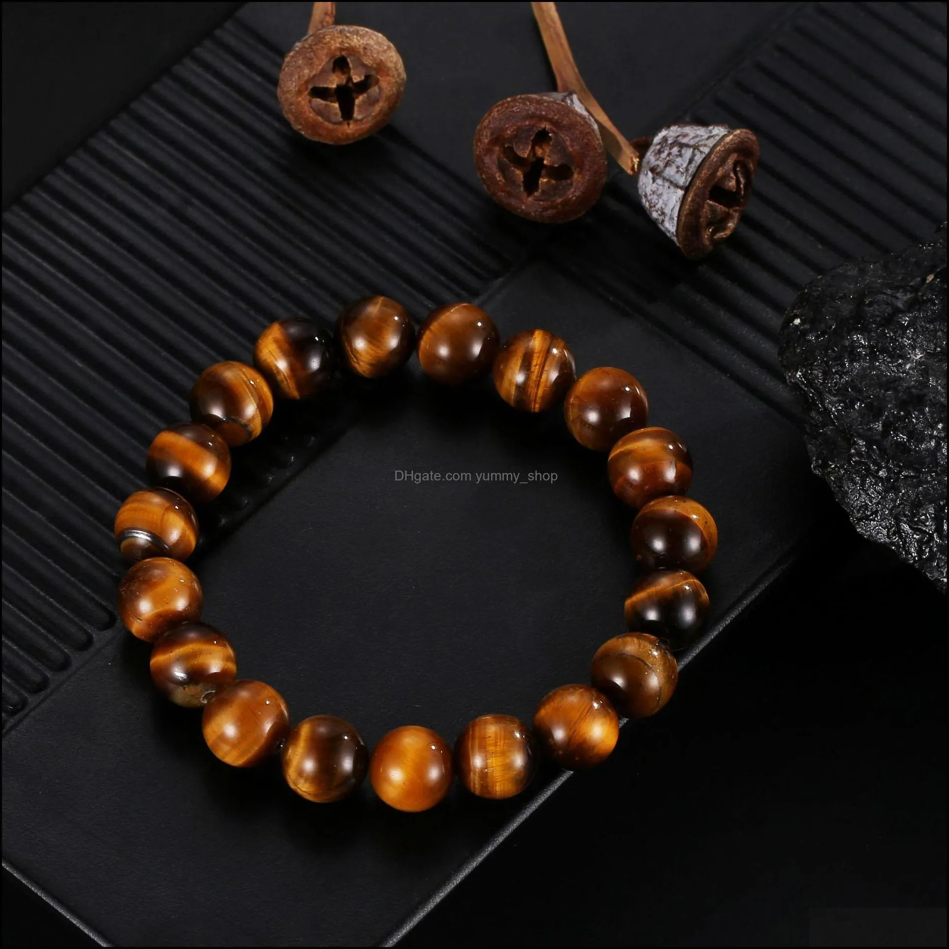 6mm 8mm 10mm brown tiger eye stone bead strand bracelet women men lover healing energy yoga bracelet jewelry gift yummyshop
