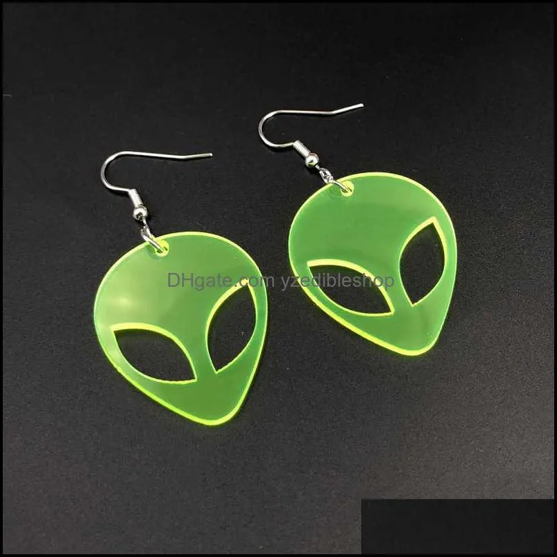 charm earring transparent fluorescent green alien earrings personality nightclub acrylic earrings female fashion jewelry