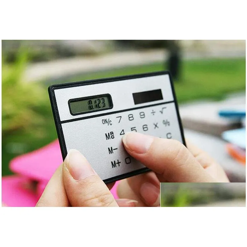 small slim pocket calculator stationery card portable calculator mini handheld ultrathin card calculator solar power za5573