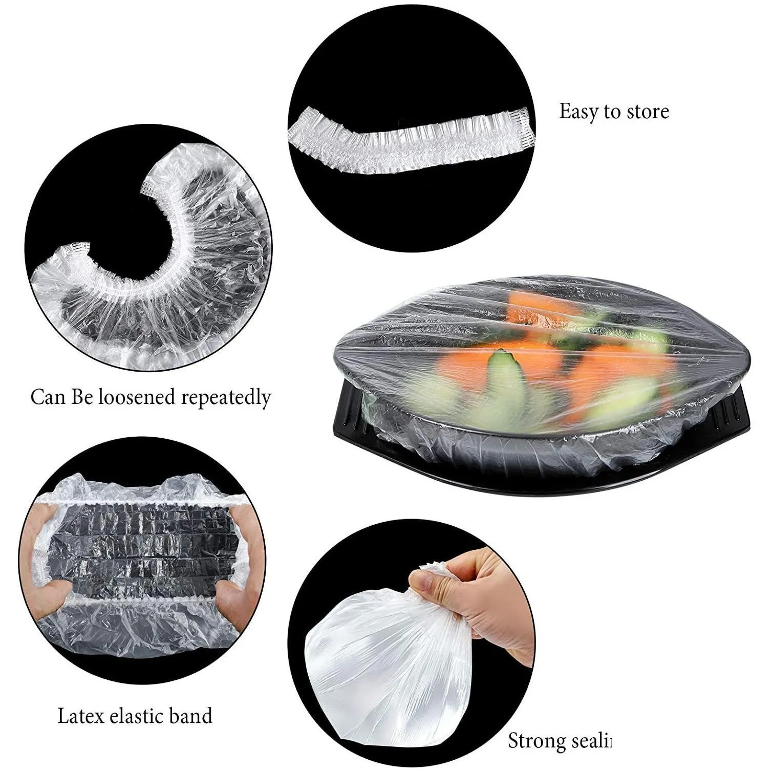 100pc disposable food storage cover reusable elastic  food covers stretch wrap bowl dish cover  keeping bag shower cap hh386