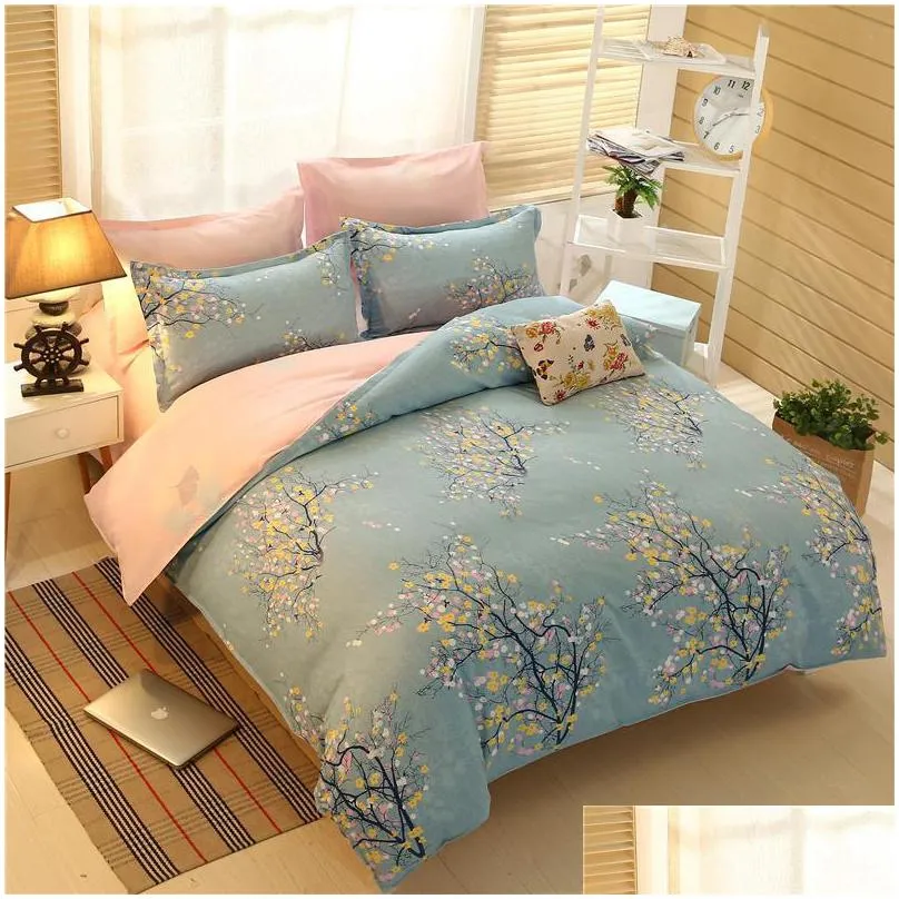 bedding sets set plant cashmere with duvet cover bed sheet pillowcase teen single 3/ 4pcs