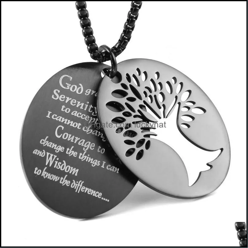 pendant necklaces stainless steel silver tree of life vintage oval necklace men women chain amulet charm jewelry accessories