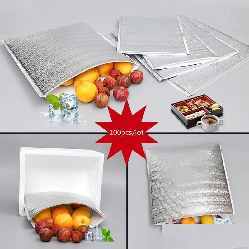 aluminum foil insulation bag thermal insulation aluminum bag food keep  packet pouch disposable food takeaway delivery pouch
