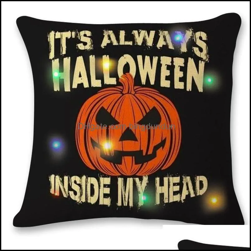 halloween led pillow case castle pumpkin spice led luminous home sofa decorative throw pillow case 45x45cm