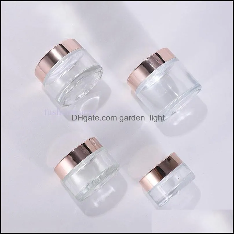  clear glass jar cream bottles round cosmetic jars hand face cream bottle with rose gold cap 5g 100g