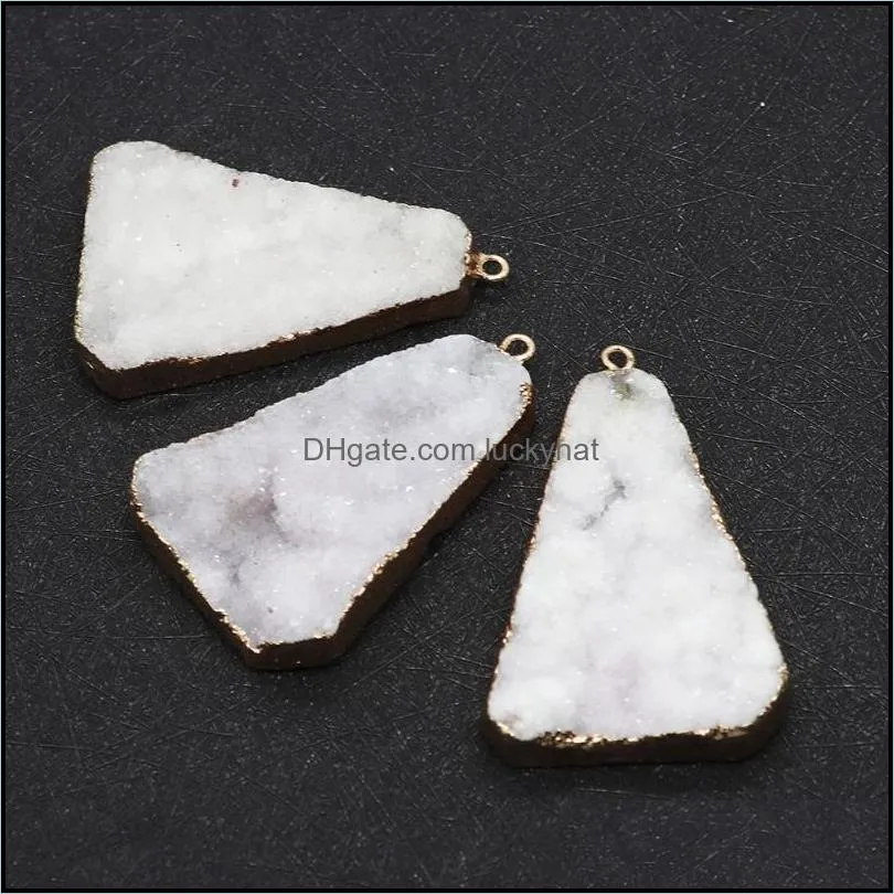 pendant necklaces natural crystal triangle copper clad pyramid white jewelry ladies casual making necklace diypendant