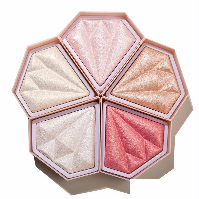 handaiyan 5 color highlighter palette makeup face contour powder bronzer make up blusher professional brighten palette cosmetics