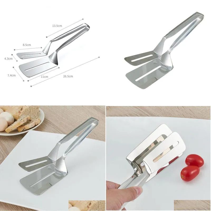 household kitchen tool stainless steel frying shovel clip multifunctional steak bbq tongs