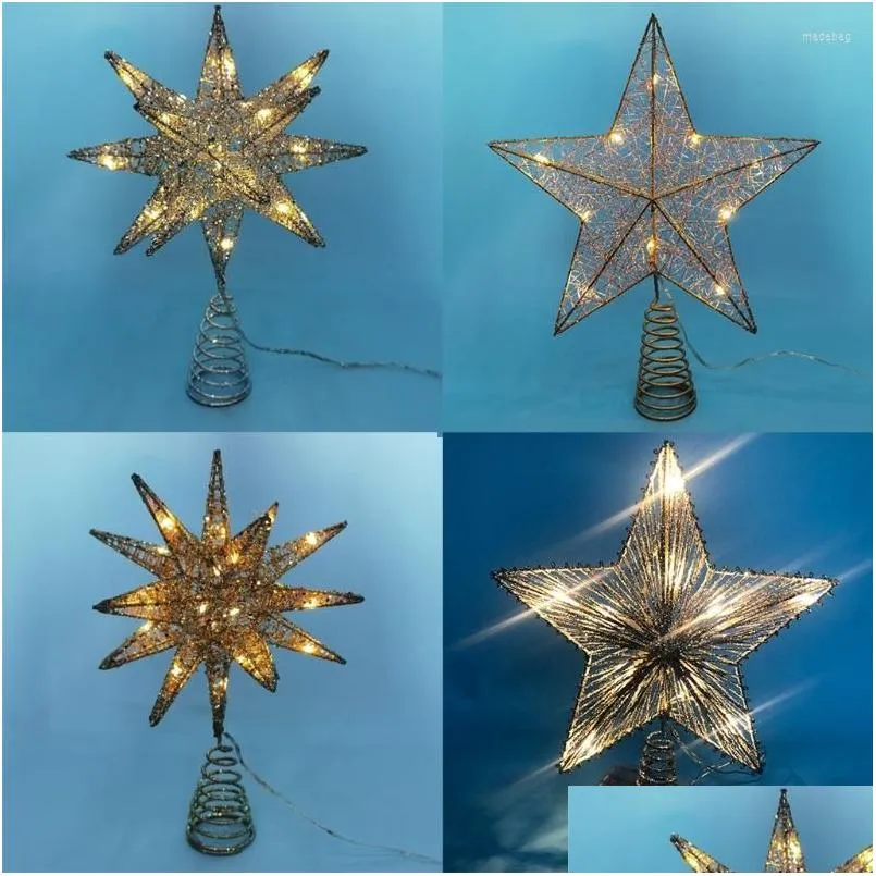 christmas decorations tree led star topper battery operated treetop decoration hanging xmas ornament