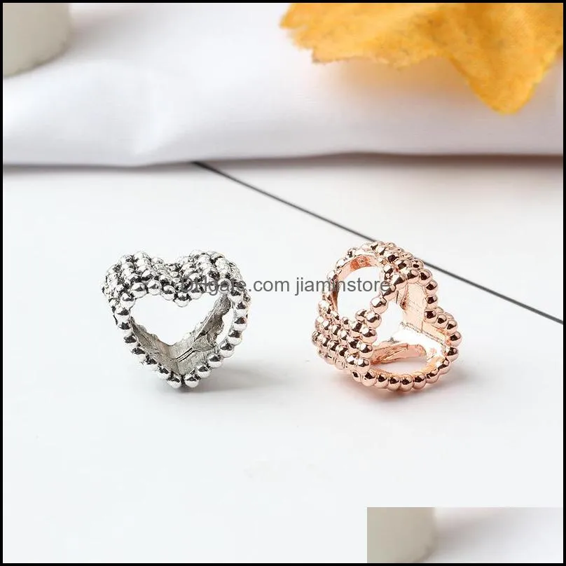 rose gold or silver color heart charm bead fashion women jewelry stunning design european style fit for pandora bracelet 466c3