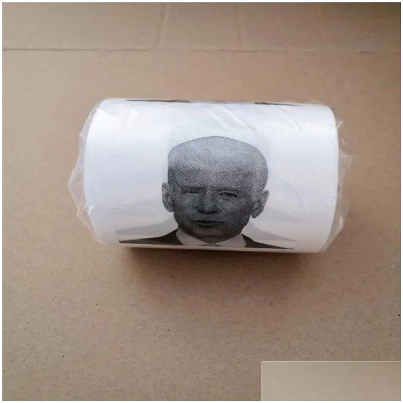 novelty joe biden toilet paper napkins roll funny humour gag gifts kitchen bathroom wood pulp tissue printed toilets papers napkin