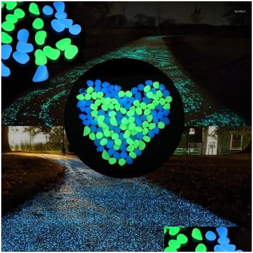 garden decorations 500pcs glow in the dark luminous pebbles for walkways plants aquarium decor stones fish tank decoration