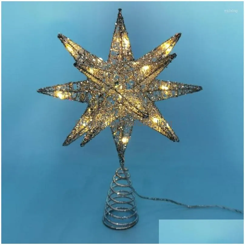 christmas decorations tree led star topper battery operated treetop decoration hanging xmas ornament
