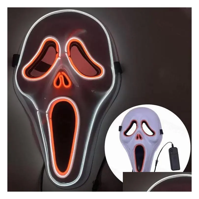 designer glowing face mask halloween decorations glow cosplay coser masks pvc material led lightning women men costumes for adults home decor