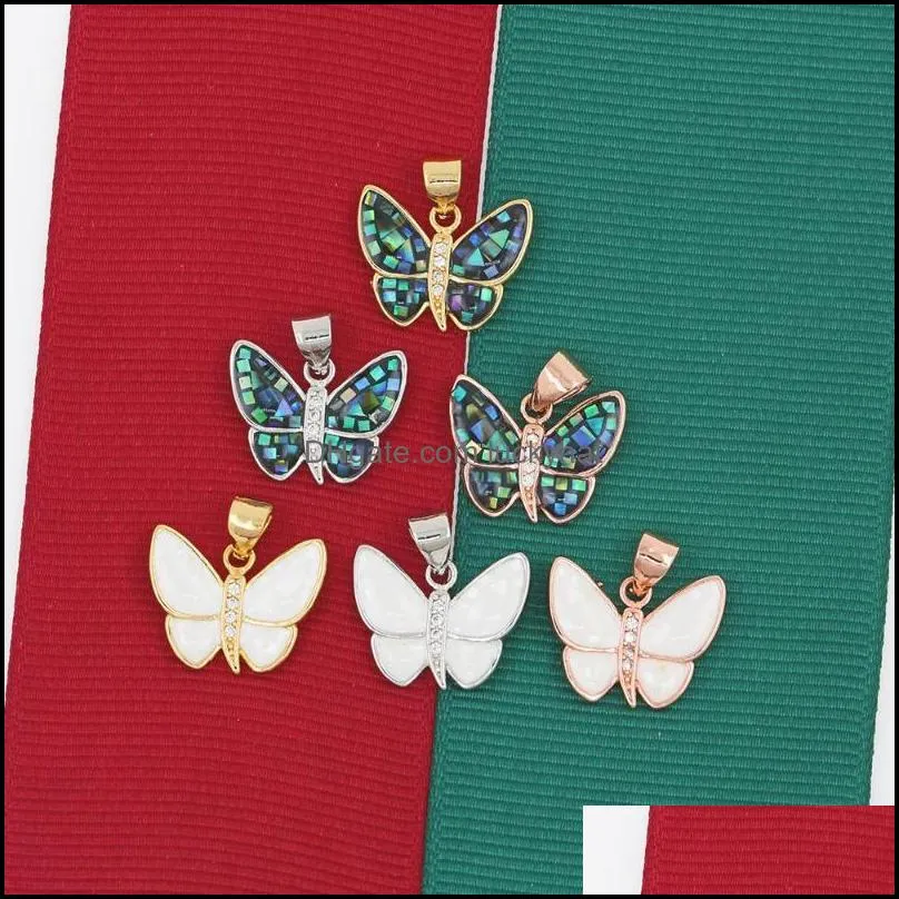 pendant necklaces tendy butterfly insect figurines production abalone shell chips charm decoration accessories for women diy jewelry